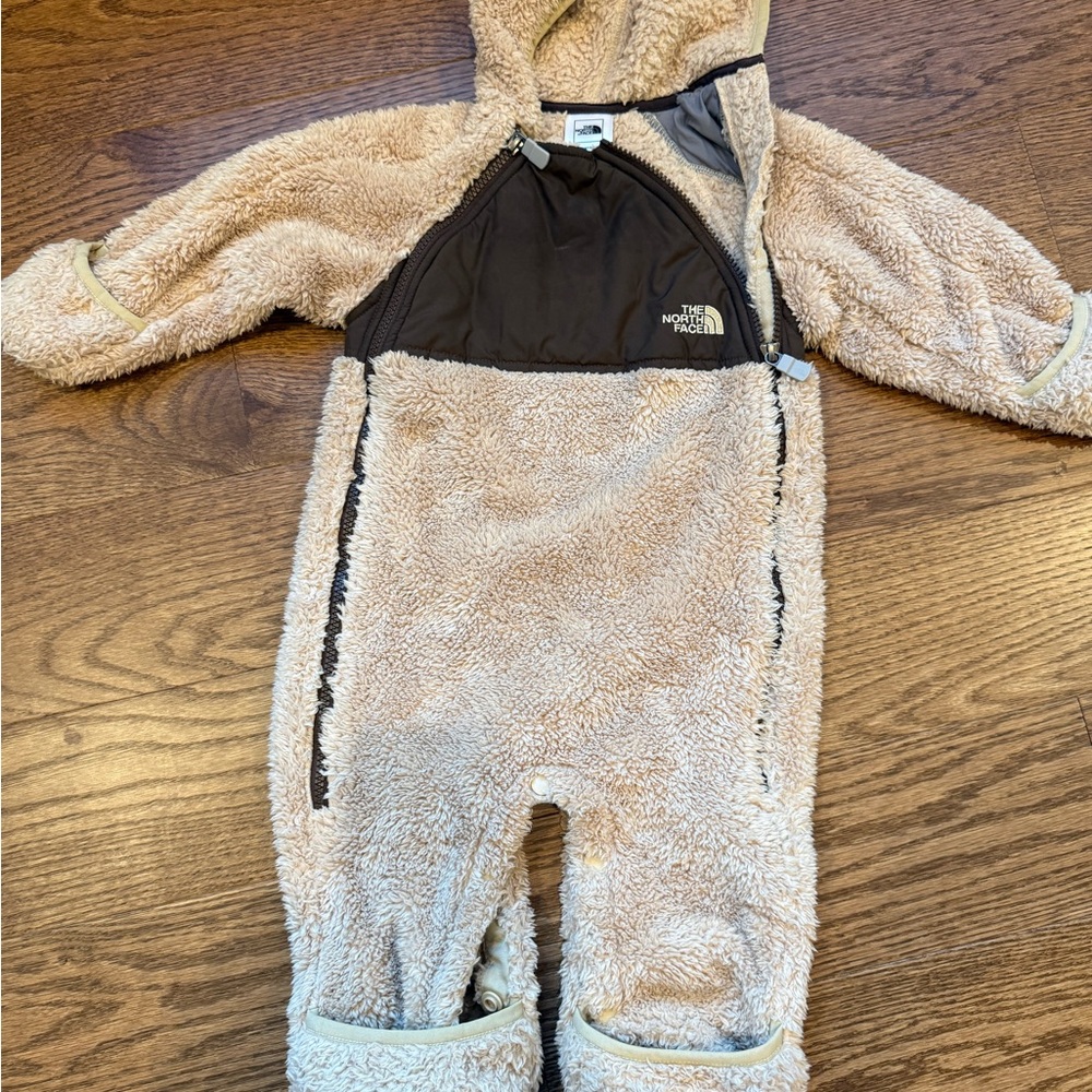 The North Face Infant Tan Teddy Fleece One Piece